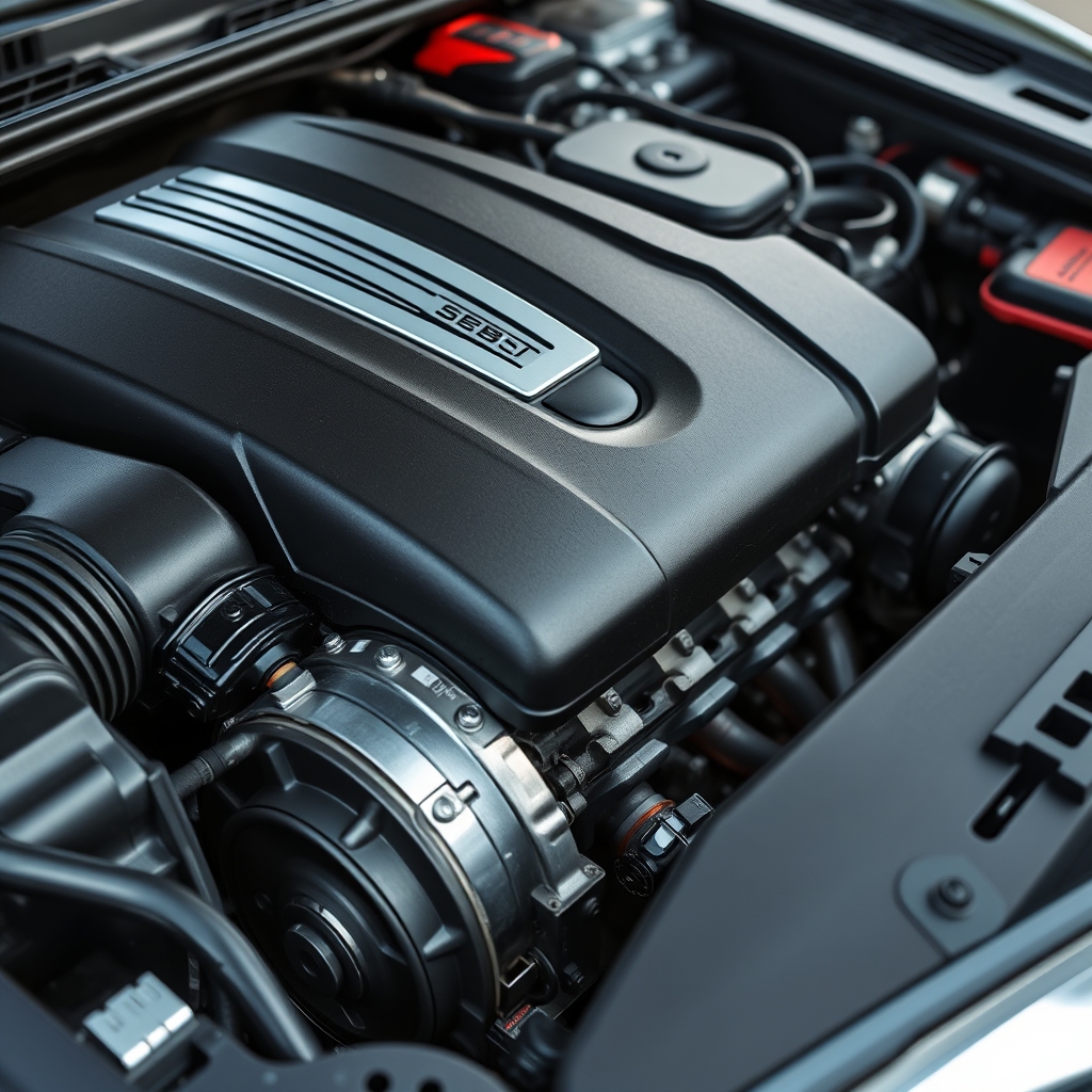Parlatılmış ve temizlenmiş modern bir araç motorunun detaylı görünümü